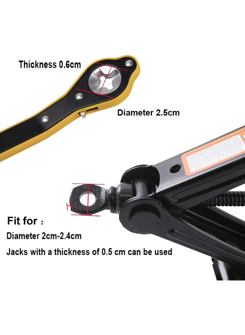 Car Jack Wrench, 13.4inch Jack Ratchet Labor-Saving 0.24’’ Thick Handle Metal Scissor Jack 0.98’’ Diameter Garage Tire Wheel Lug Wrench Lift Speed Handle Tool Fit for Small Cars SUVs and Vans - Image 3