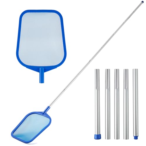 Tavaleu Pool Skimmer - Pool Skimmer Net with 5 Section Adjustable Telescopic Aluminum Pole, 23''- 60'', Pool Net Skimmer Rake with Ultra Fine Mesh , Pool Leaf Skimmer for Swimming Pools, Spas, Hot Tubs - Image 1
