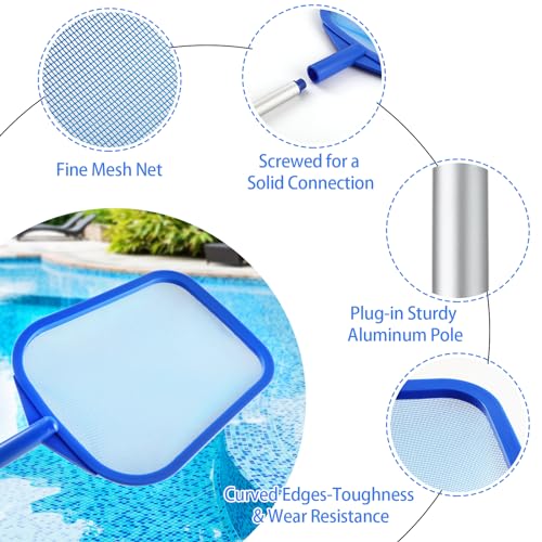 Tavaleu Pool Skimmer - Pool Skimmer Net with 5 Section Adjustable Telescopic Aluminum Pole, 23''- 60'', Pool Net Skimmer Rake with Ultra Fine Mesh , Pool Leaf Skimmer for Swimming Pools, Spas, Hot Tubs - Image 4