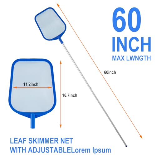 Tavaleu Pool Skimmer - Pool Skimmer Net with 5 Section Adjustable Telescopic Aluminum Pole, 23''- 60'', Pool Net Skimmer Rake with Ultra Fine Mesh , Pool Leaf Skimmer for Swimming Pools, Spas, Hot Tubs - Image 2
