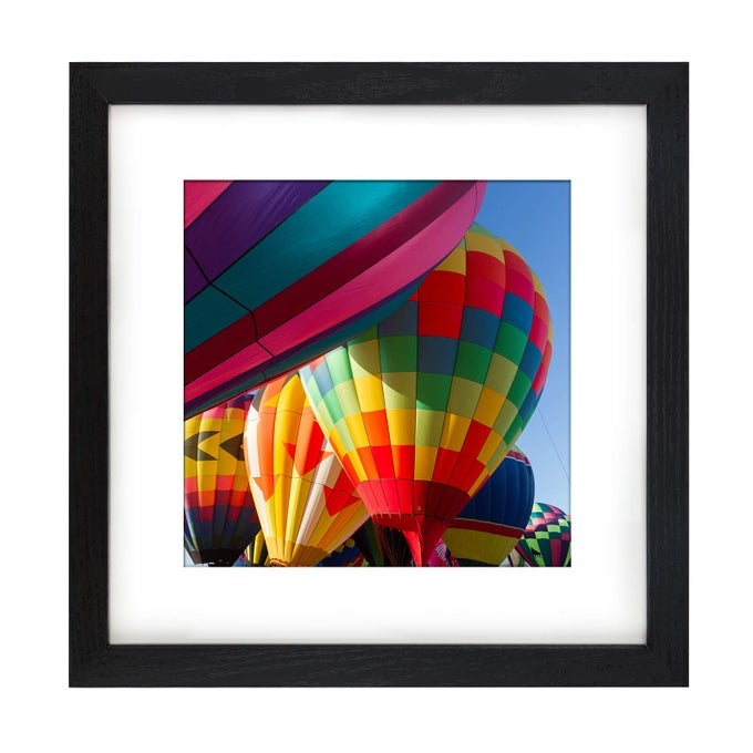 12X12 FRAMES DISPLAY 8X8 PHOTOS WITH MAT OR 12 X 12 PICTURES WITHOUT MAT BLACK WOODEN PICTURE WALL ART FOR WALL MOUNTING1 PACK