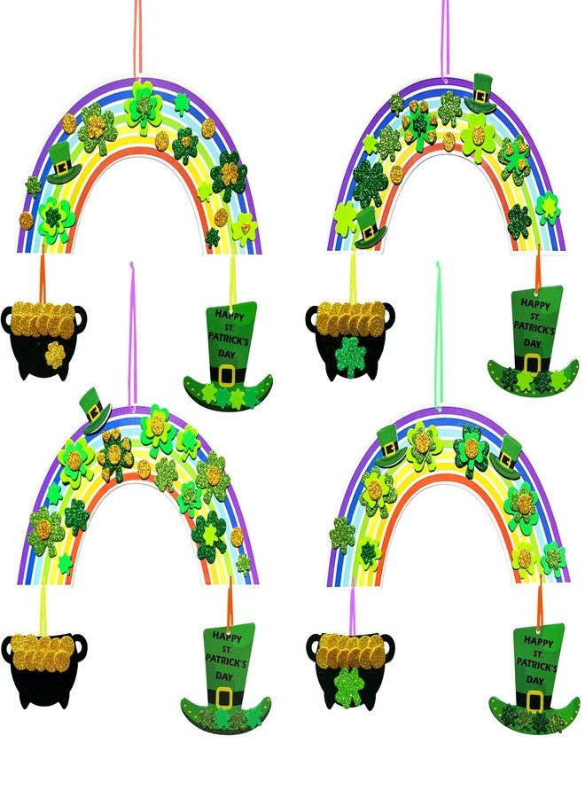 MLOLM 12 Sets St Patrick Day Rainbow Craft Kits Saint Patricks Day Crafts Kits DIY Irish Lucky Shamrock Foam Stickers Black Cauldron Craft Art Kit for Classroom Home Activity Art Project - Image 1