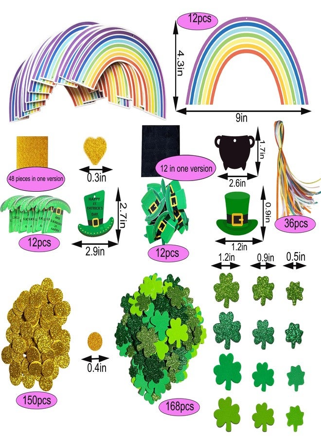 MLOLM 12 Sets St Patrick Day Rainbow Craft Kits Saint Patricks Day Crafts Kits DIY Irish Lucky Shamrock Foam Stickers Black Cauldron Craft Art Kit for Classroom Home Activity Art Project - Image 3