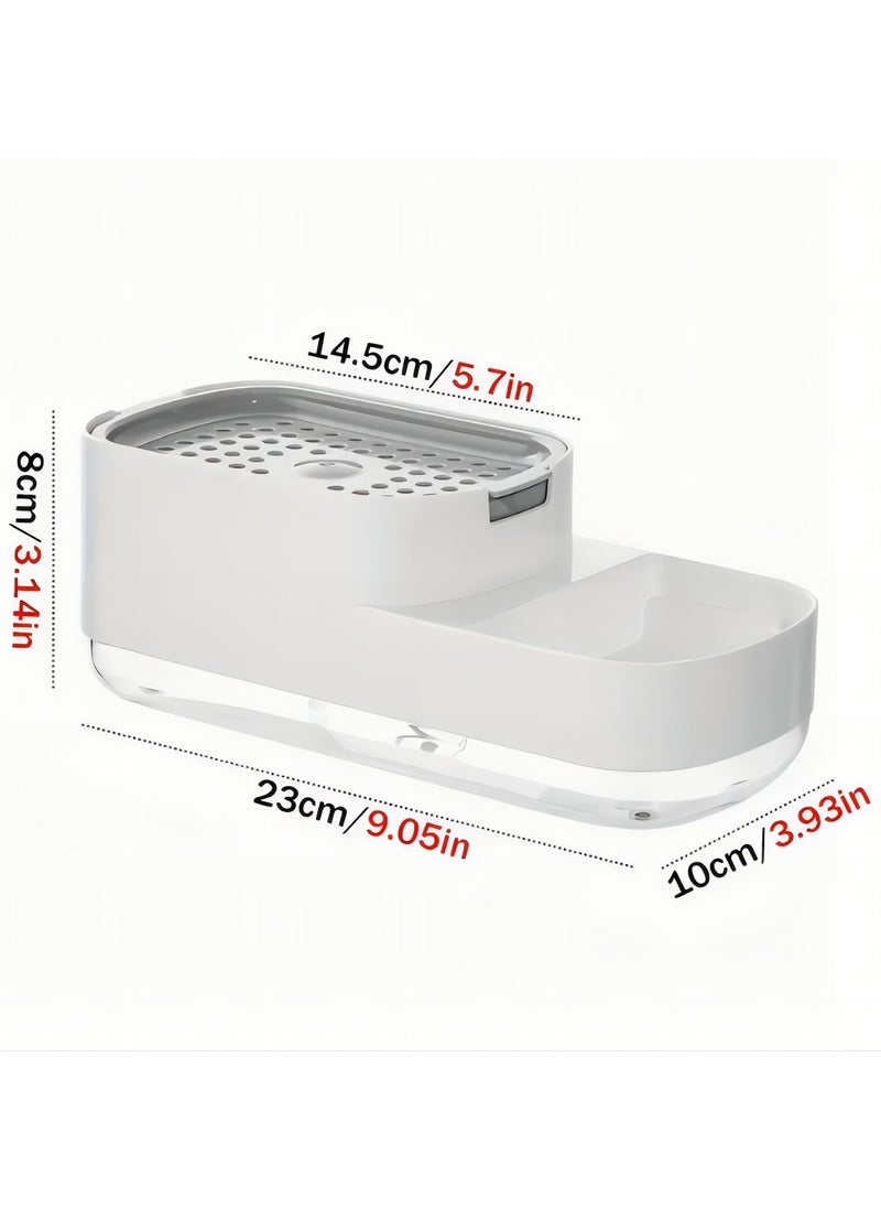 Arabest - 1pc Dishwashing Soap Dispenser with Sponge Holder, Dishwasher Soap Dispenser Sponge Holder 2 in 1, Dishwashing Soap Pump Dispenser for Kitchen, Bathroom Accessories - Image 1