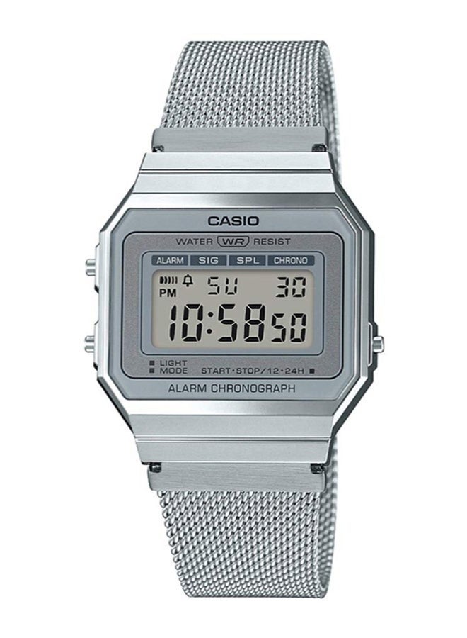Casio A700WM-7ADF Vintage Series Stainless Steel Digital Wrist Watch, Silver - Image 1