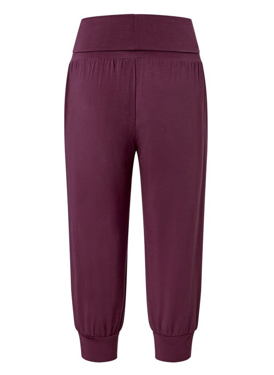 Tchibo Women Comfort Fit Yoga Crop Pants, Plum  - Image 3