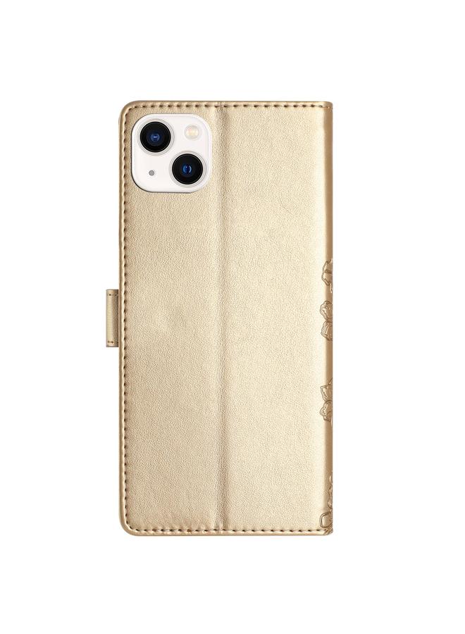 زبون جراب لهاتف iPhone 13 mini مصنوع من مادة البولي يوريثان المنقوشة بنقشة زهور الكرز والفراشات - Image 3