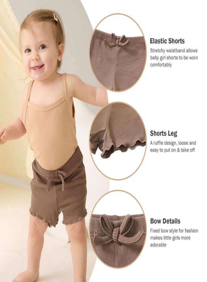 SOBOWO Baby Girl Shorts 12-18 Months Toddler Girl Shorts Ribbed 3 Pack Baby Girls Solid Soft Elastic Waist Casual Playing Summer Short Pants(Black/Beige/Brown, 12-18 Months) - Image 4