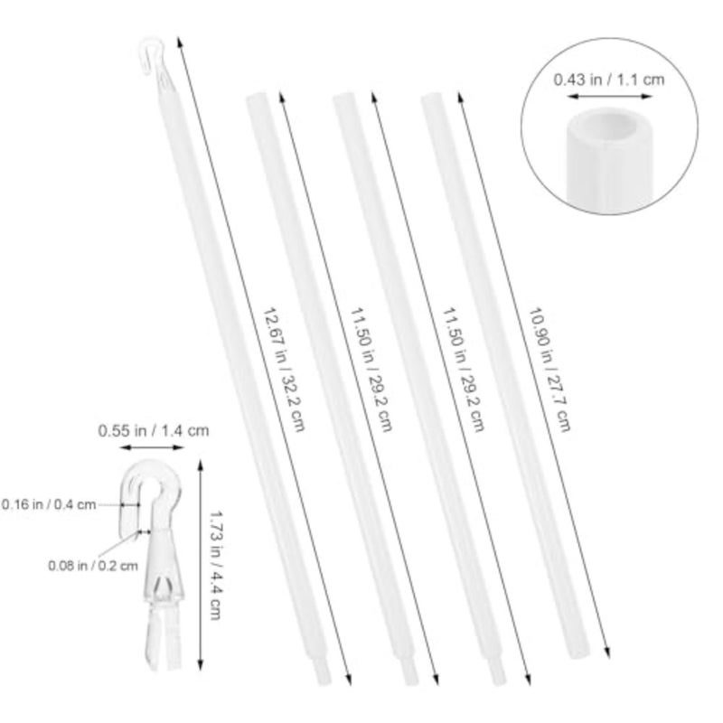 Blind Tilt Rod with Hooks 46.06 Inch Curtain Pull Wand Replacement Plastic Rod for Window Blinds Easy Installation Drapery Opener Accessory - Image 2