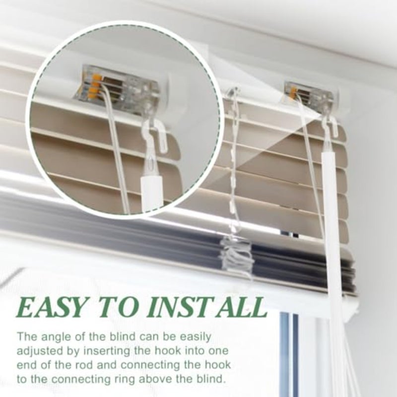 Blind Tilt Rod with Hooks 46.06 Inch Curtain Pull Wand Replacement Plastic Rod for Window Blinds Easy Installation Drapery Opener Accessory - Image 5