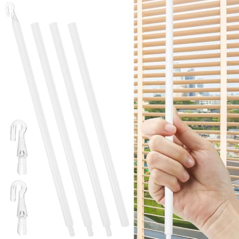 Blind Tilt Rod with Hooks 46.06 Inch Curtain Pull Wand Replacement Plastic Rod for Window Blinds Easy Installation Drapery Opener Accessory - Image 1
