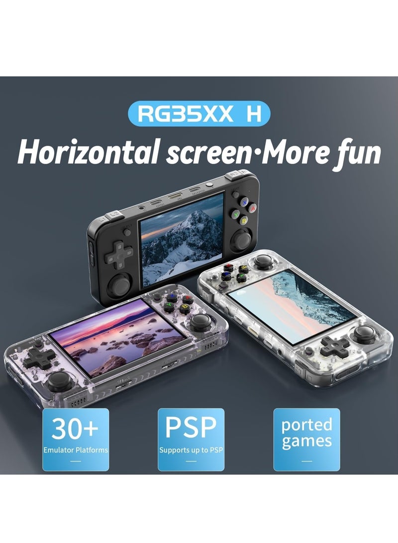وحدة تحكم ألعاب محمولة باليد RG35XX H، شاشة 3.5 بوصة IPS نظام Linux مدمج بطاقة TF 64 جيجا 5528 ألعاب تدعم مخرج تلفزيون HDMI 5G WiFi Bluetooth 4.2 (أسود) - Image 2
