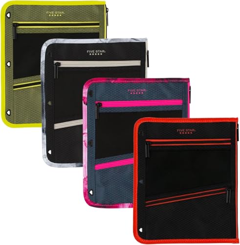Five Star Pencil Pouch, Pen Case, 3-Pocket Zipper Pouch, Fits 3-Ring Binder, Random Color Shipped, 1 Count (50642) - Image 2
