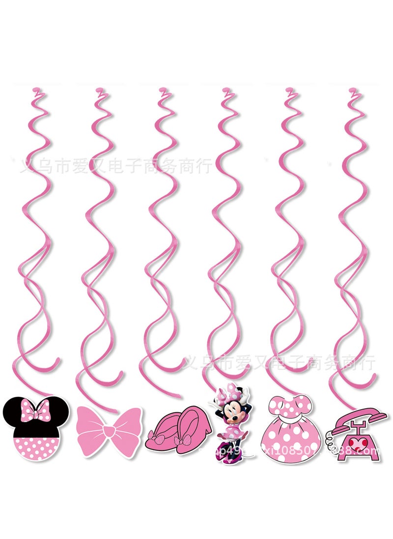 Generic Pink Minnie Mouse Birthday Party Decorations Hanging 6PCs-pink Minnie 