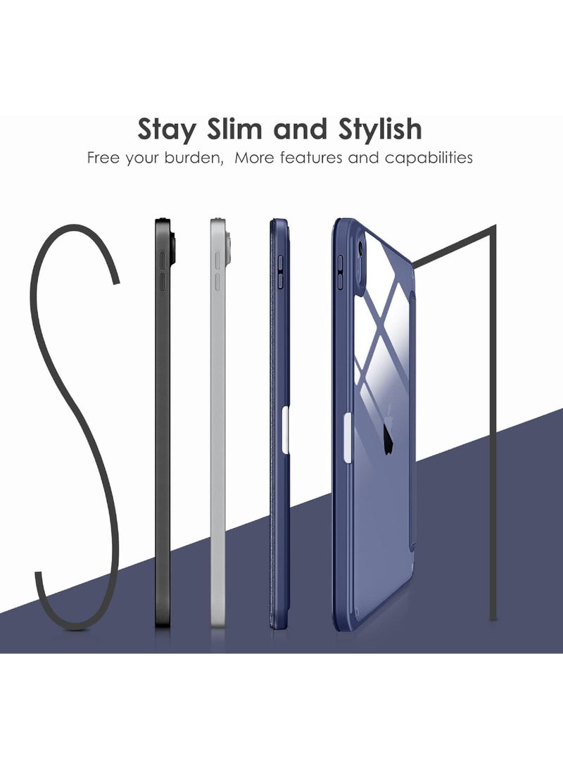 Rock Pow Case for iPad Air 5th Generation 2022 iPad Air 4th Gen 2020 10.9 inch Built-in Pencil Holder Trifold Stand Shockproof Cover with Clear Transparent Back Shell Auto Sleep Wake - Image 5
