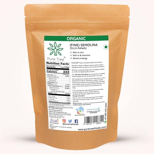 Pure Tree Certified Organic Sooji | 850 g | Rawa Suji | Rava | Semolina Sooji | Idly Rawa | Rich In Iron & B Vitamins For Healthy Breakfast Staples Upma Rava Dosa - Image 2