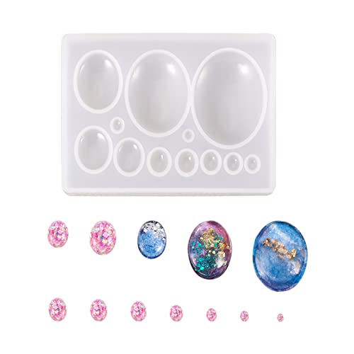 Craftdady 10 Cavities Cabochon Gems Silicone Mold Oval Beads Resin Casting Mold for Epoxy UV Resin DIY Craft Pendant Earring Keychain Jewelry Making, 3-38x2-28mm, 1 Pack - Image 1