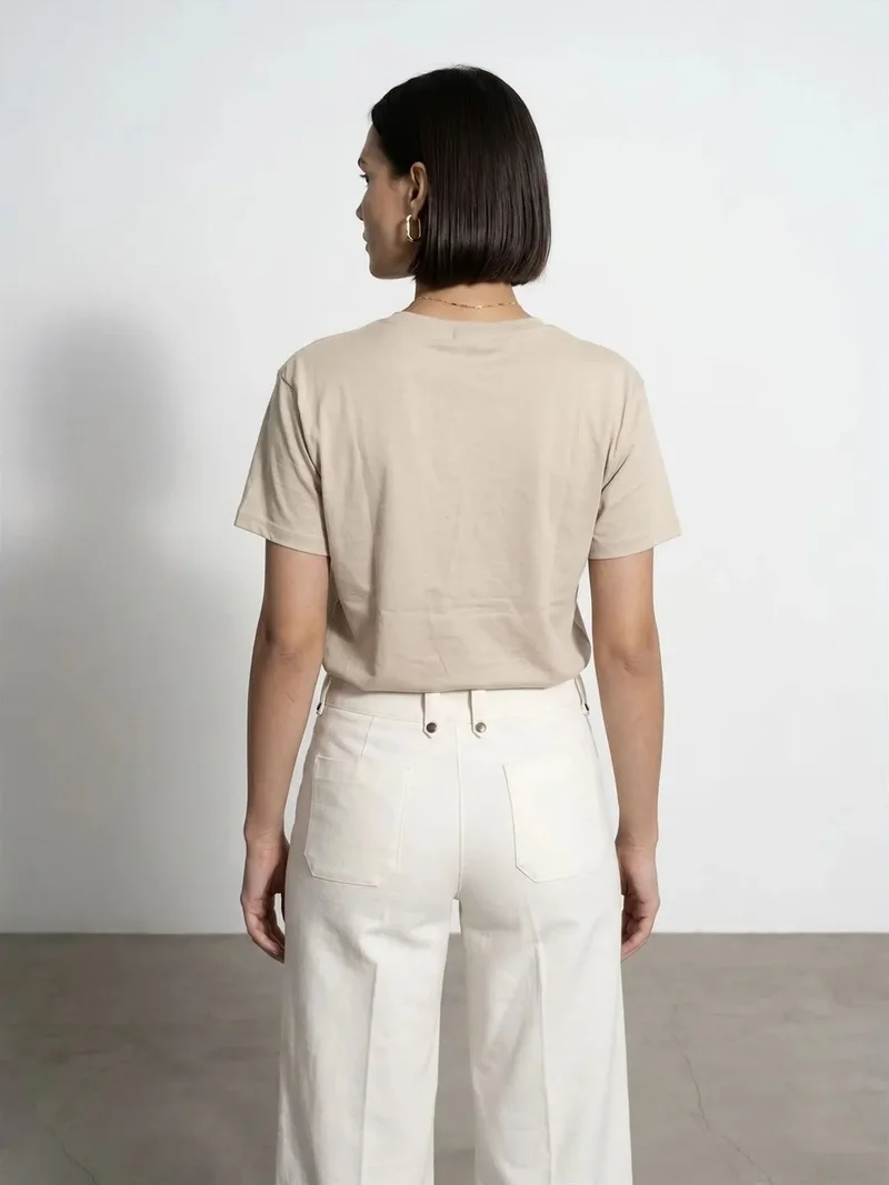 Dilvin Dilvin Cotton Tencel V-Neck Short-Sleeve Blouse