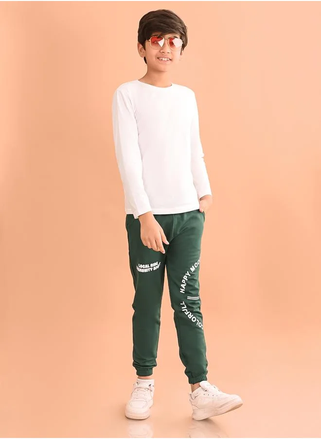 ليلك Slogan Print Ankle Length Joggers