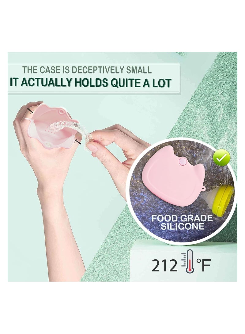 Retainer Box,Silicone Teeth Retainer Box with Breathing hole Portable orthodontic Box, for Travel Partial Denture Night Mouth Guard Aligner Case (Pink) - Image 4