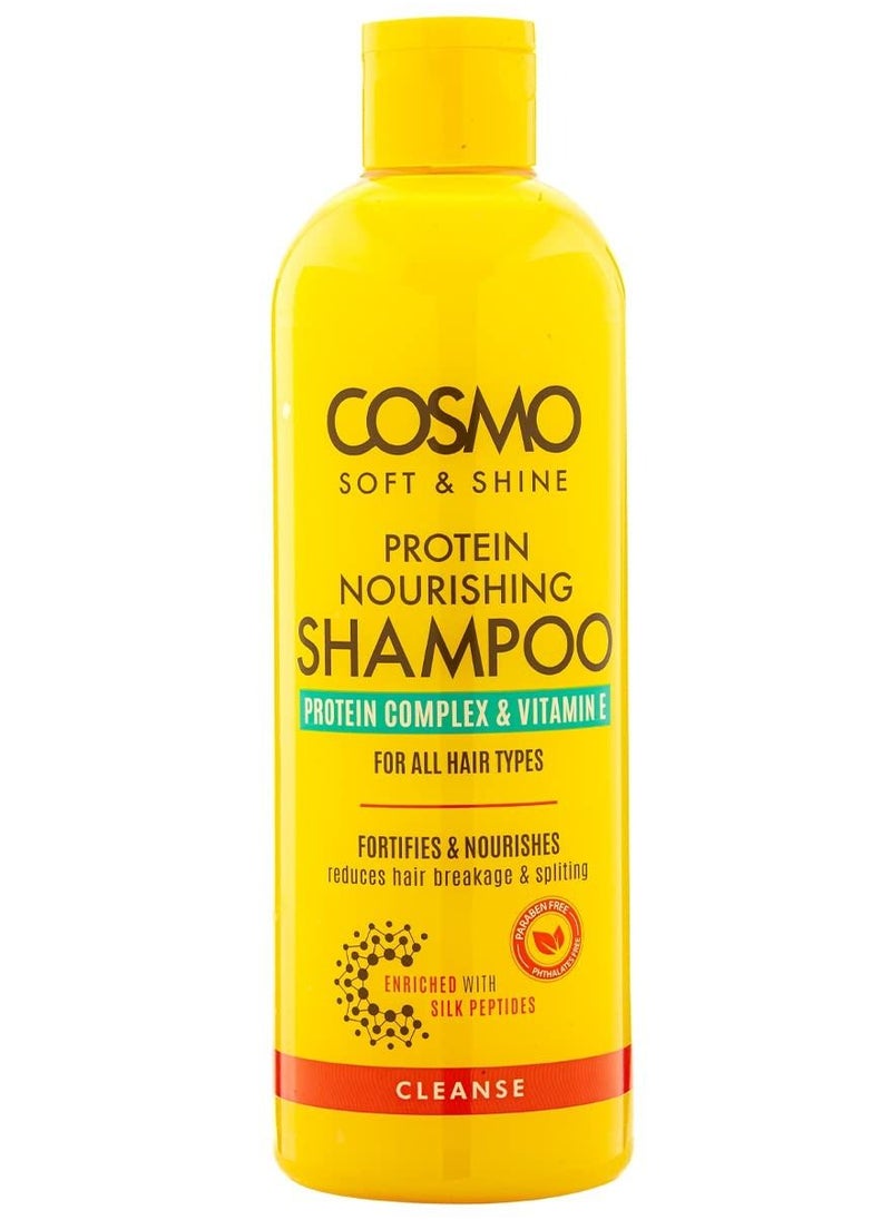 COSMO Soft & Shine Protein Nourishing Shampoo 480ml | Fortifies and Nourishes | Reduce Hair Breakage, Spliting | Protein Complex & Vitamin E | For All Hair Types | Yellow  - Image 1