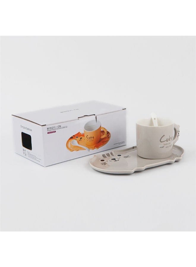 NIBEMINENT Classic Style Ceramic Coffee Cup And Saucer Grey - Image 2