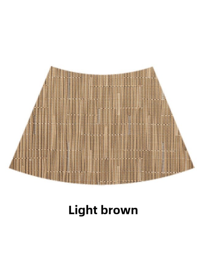 إسكدنيا مفرش طاولة مستديرة على شكل مروحة من مادة PVC، صندوق فندق صيني، مفرش طاولة طعام، حصيرة منحنية عازلة للحرارة، قاعدة أكواب منزلية - اللون: مروحة منحنية بنية ضحلة.-المواصفات: 43*29 سم - Image 1