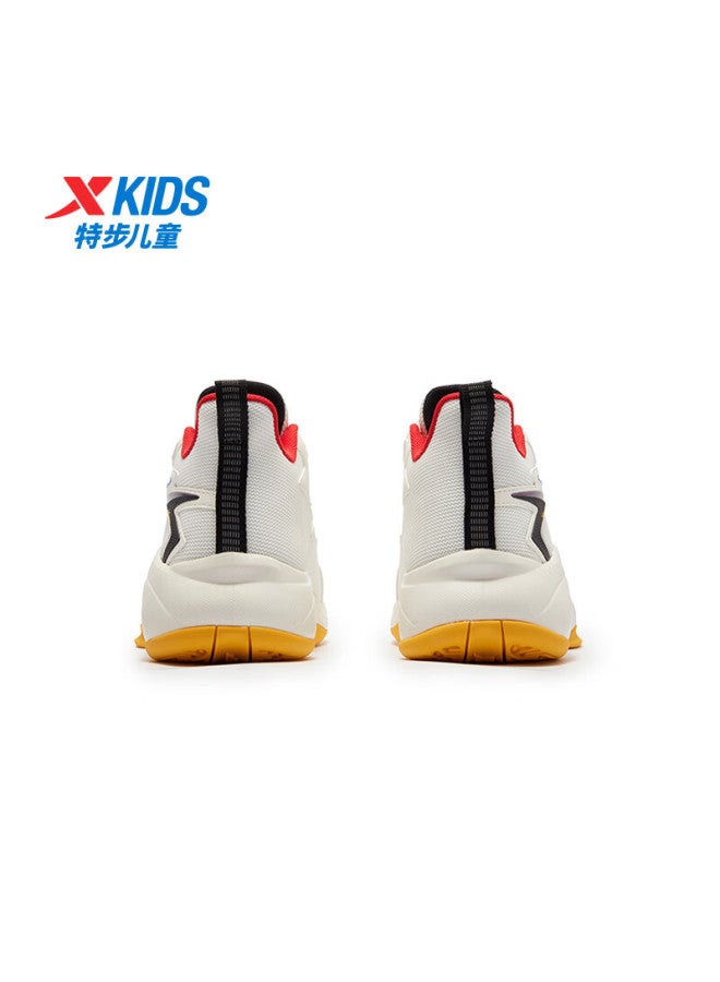 XTEP Xtep Kids Boys Breathable Anti-slip Basketball Shoes With Rotating Buckle, Sail White/beijing Blue, Size 40