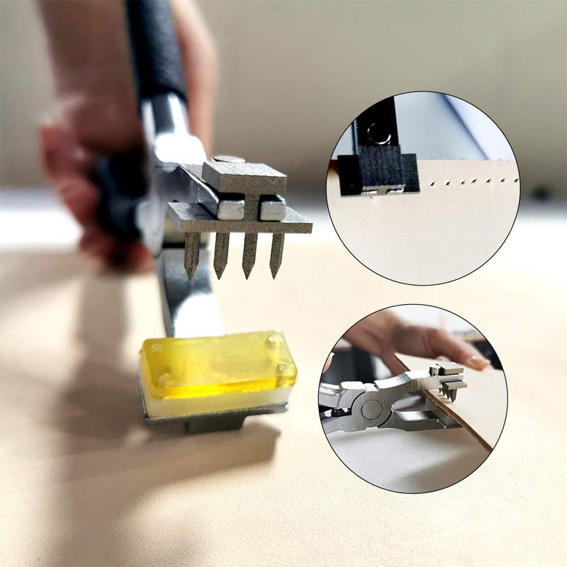 Butuze Stitching Hole Punch BUTUZE, 4mm Silent Rhombus Leather Hand Pliers with Leather Needle, Wooden Needle Case, Waxed Thread for Belts, Straps, Saddles, Shoes, Fabric DIY - Image 2