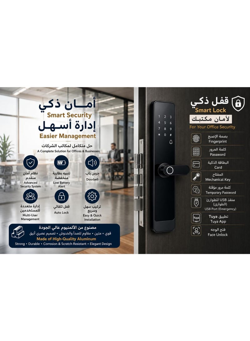 Smart Door Lock with Fingerprint, Password, RFID Card, Tuya App and Mechanical Key - Image 2