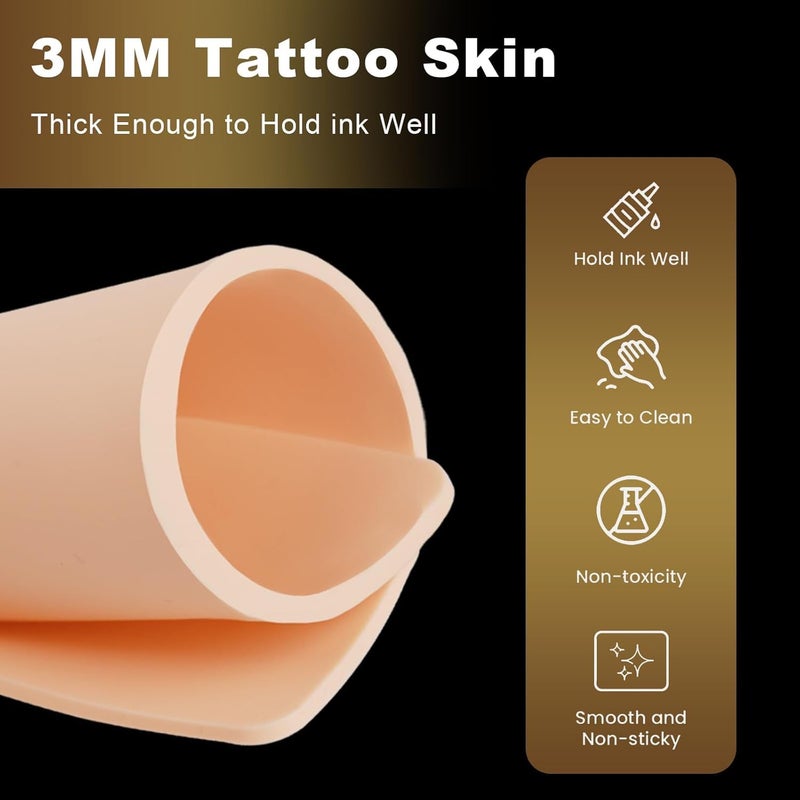 Jconly 3MM Fake Skin with Transfer Paper - Jconly 35pcs Fake Skin Transfer Paper Kit,5Pcs Tattoo Thick Practice Skin with 30Pcs Tattoo Paper Stencil Paper - Image 2
