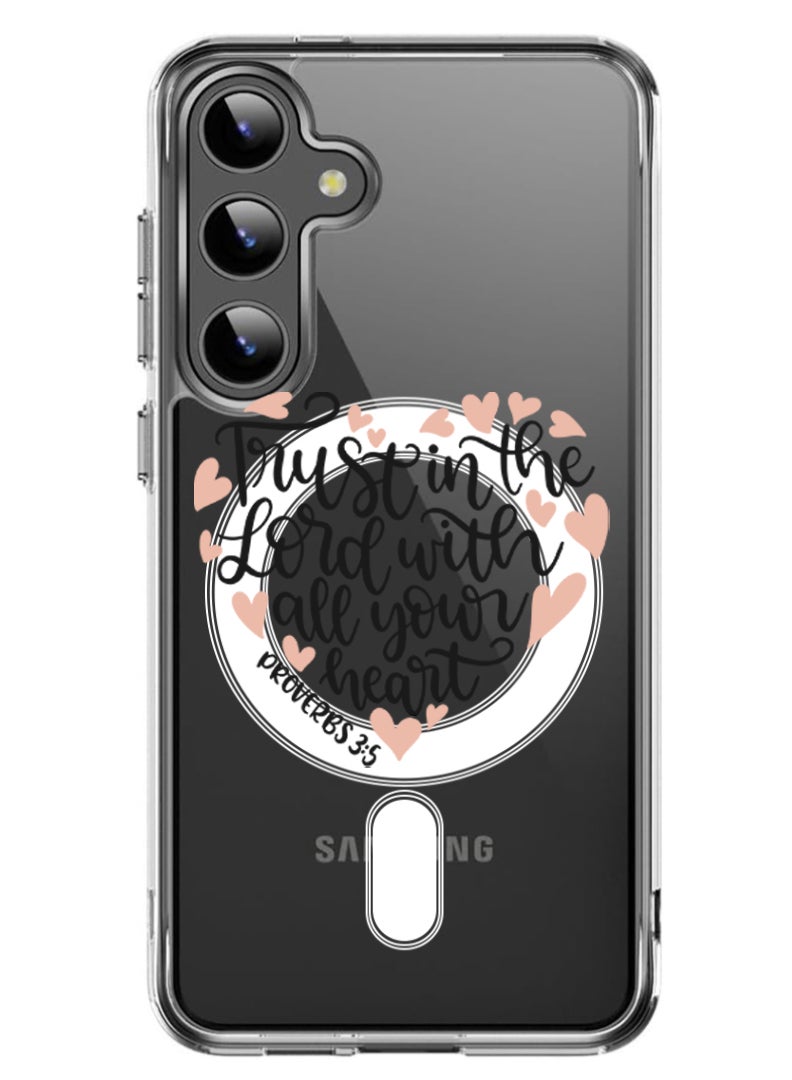 Theodor Magnetic Case for Samsung Galaxy S24 6.2-inch Compatible with MagSafe Wireless Charging, Shockproof Phone Bumper Cover Trust in the lord with all your heart copy - Image 1