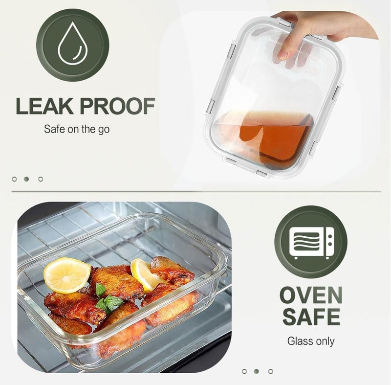 KOMUEE 10 Packs 30 oz Glass Meal Prep Containers,Glass Food Storage Containers with Lids,Airtight Lunch Bento Boxes,Microwave, Oven, Freezer and Dishwasher,White - Image 4