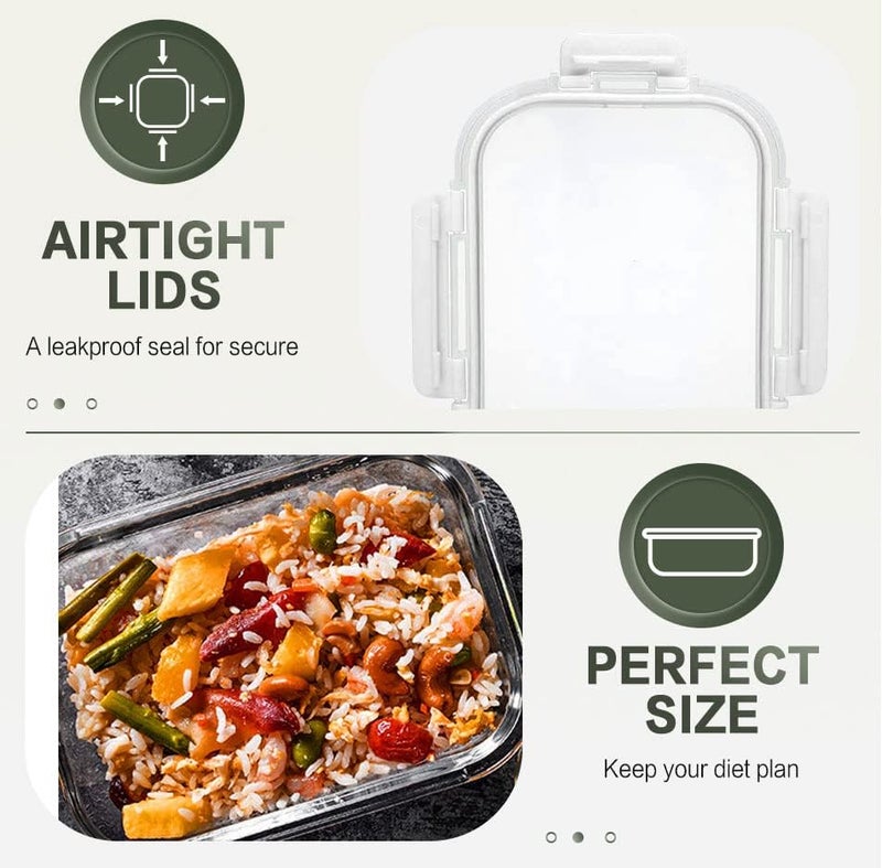 KOMUEE 10 Packs 30 oz Glass Meal Prep Containers,Glass Food Storage Containers with Lids,Airtight Lunch Bento Boxes,Microwave, Oven, Freezer and Dishwasher,White - Image 5