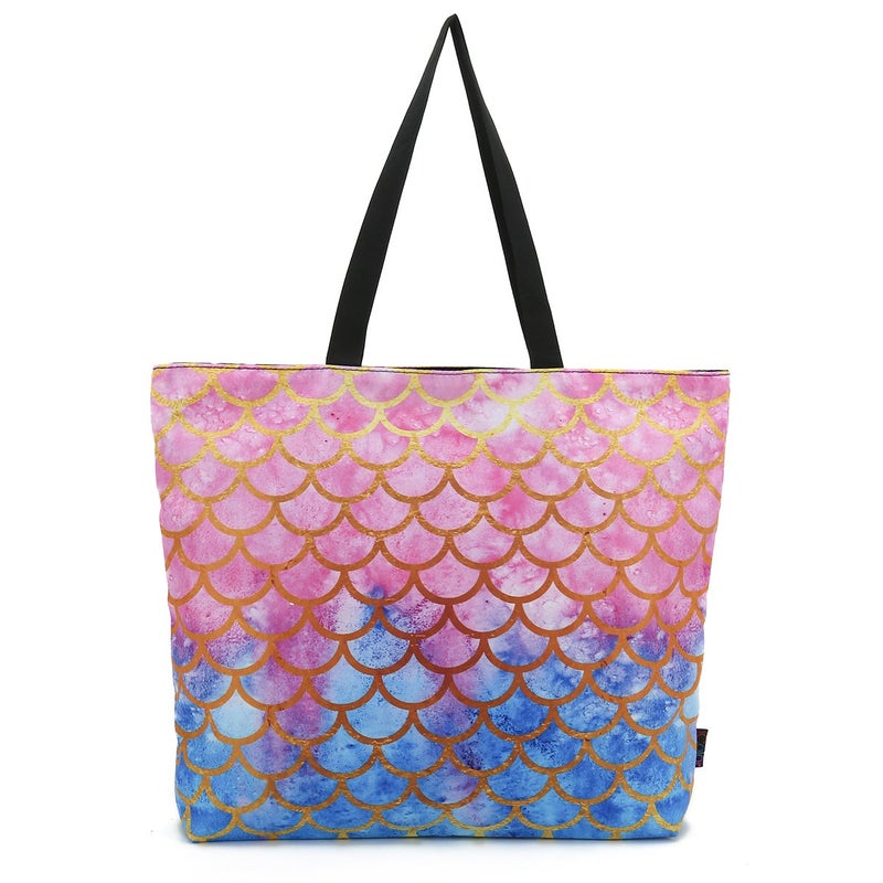 ICOLOR icolor Mermaid Large Eco Reusable Ecofriendly Shopping Bag Handle case Bag Travel Totes Bag Grocery Overnight Handbag Portable Storage HandBags Convenient Shoppers Tote YGWB48 
