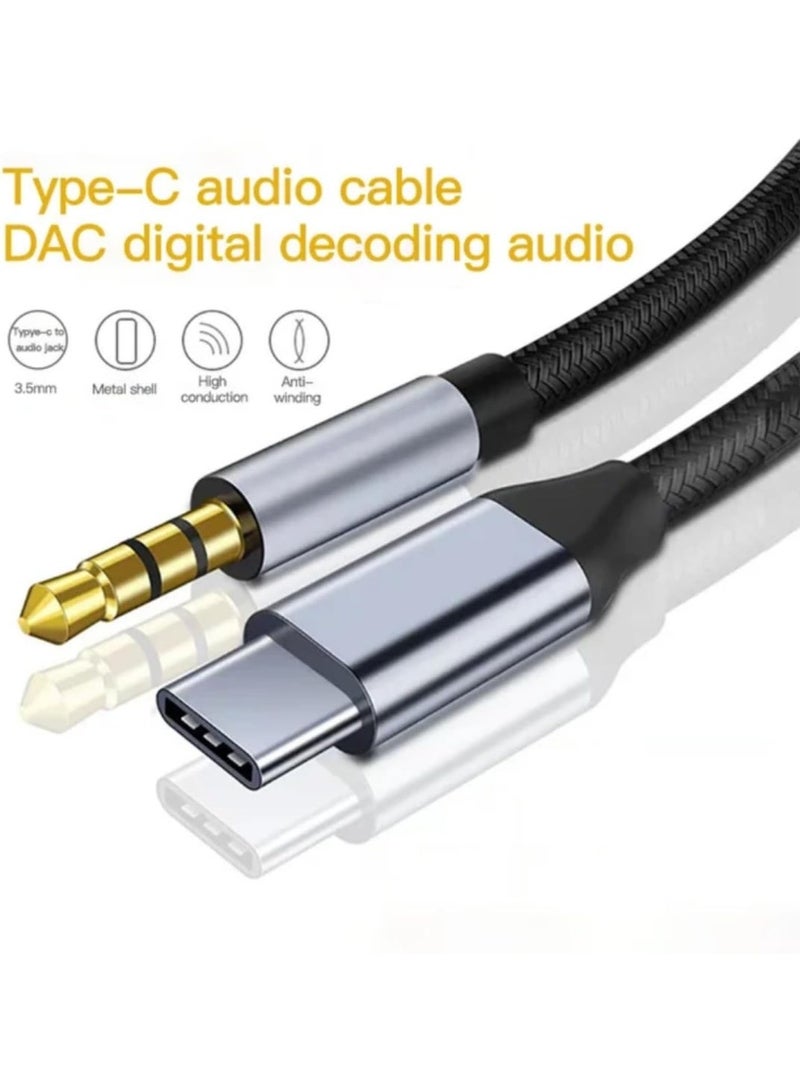 1M USB-C / Type C to 3.5mm AUX Audio Cable Universal for Car Computer Headphone Speaker Audio Connection for Car Music Playback - Image 5