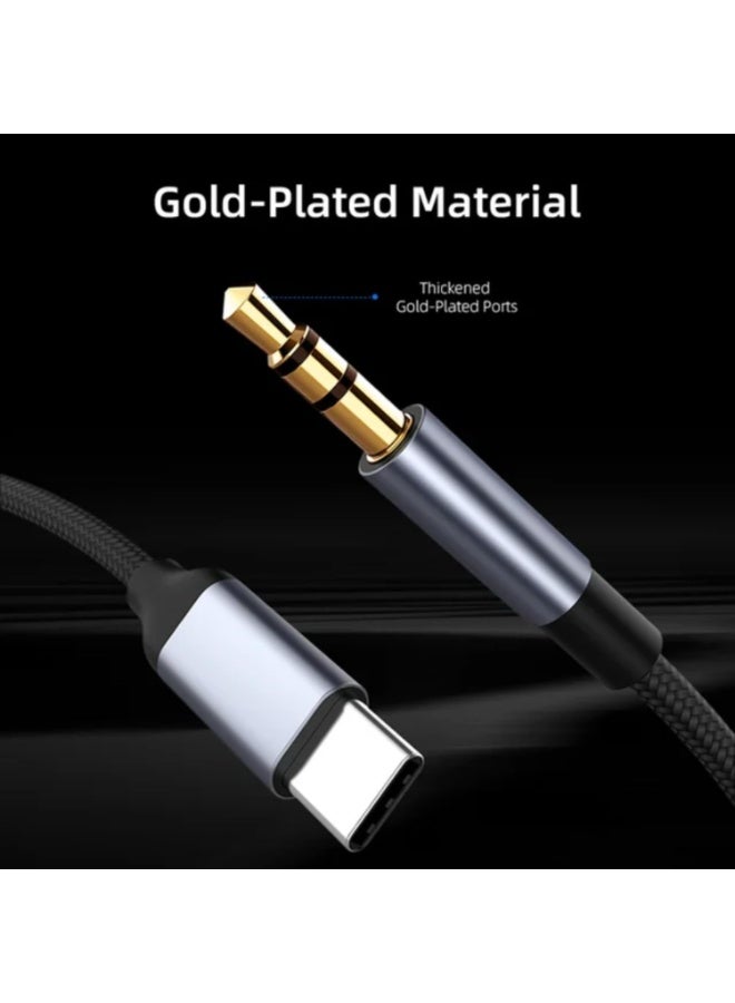 1M USB-C / Type C to 3.5mm AUX Audio Cable Universal for Car Computer Headphone Speaker Audio Connection for Car Music Playback - Image 3