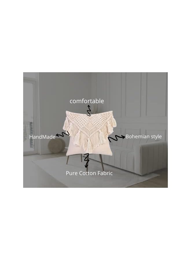 The Bros Beautiful Macrame Cushion Cover Pillow Cover/Throw Pillow Case Decorative Cushion Cover Bed Sofa Couch Bench Car Boho Home Decor Gift - 1 Piece (16 Inches) - Image 4