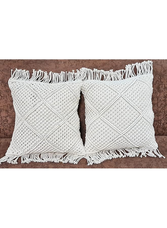 The Bros Beautiful Macrame Cushion Cover Pillow Cover/Throw Pillow Case Decorative Cushion Cover Bed Sofa Couch Bench Car Boho Home Decor Gift - 1 Piece (16 Inches) - Image 1
