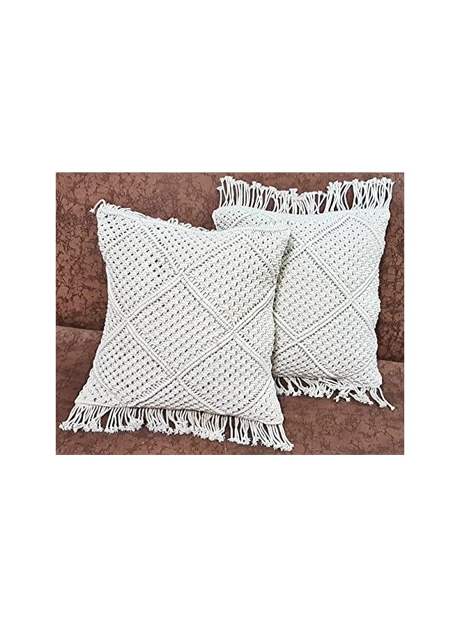The Bros Beautiful Macrame Cushion Cover Pillow Cover/Throw Pillow Case Decorative Cushion Cover Bed Sofa Couch Bench Car Boho Home Decor Gift - 1 Piece (16 Inches) - Image 2