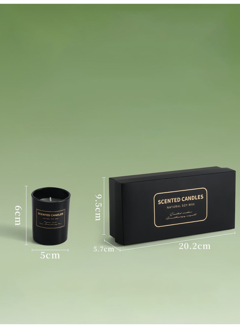 Scented Candle Gift Set, 3 Pcs Natural Soy Wax Candles with Tobacco Leather, Darjeeling Tea, Black Cedar & Juniper Scents, Luxury Home Fragrance Decor for Gifting, Birthday, Holiday - Image 2