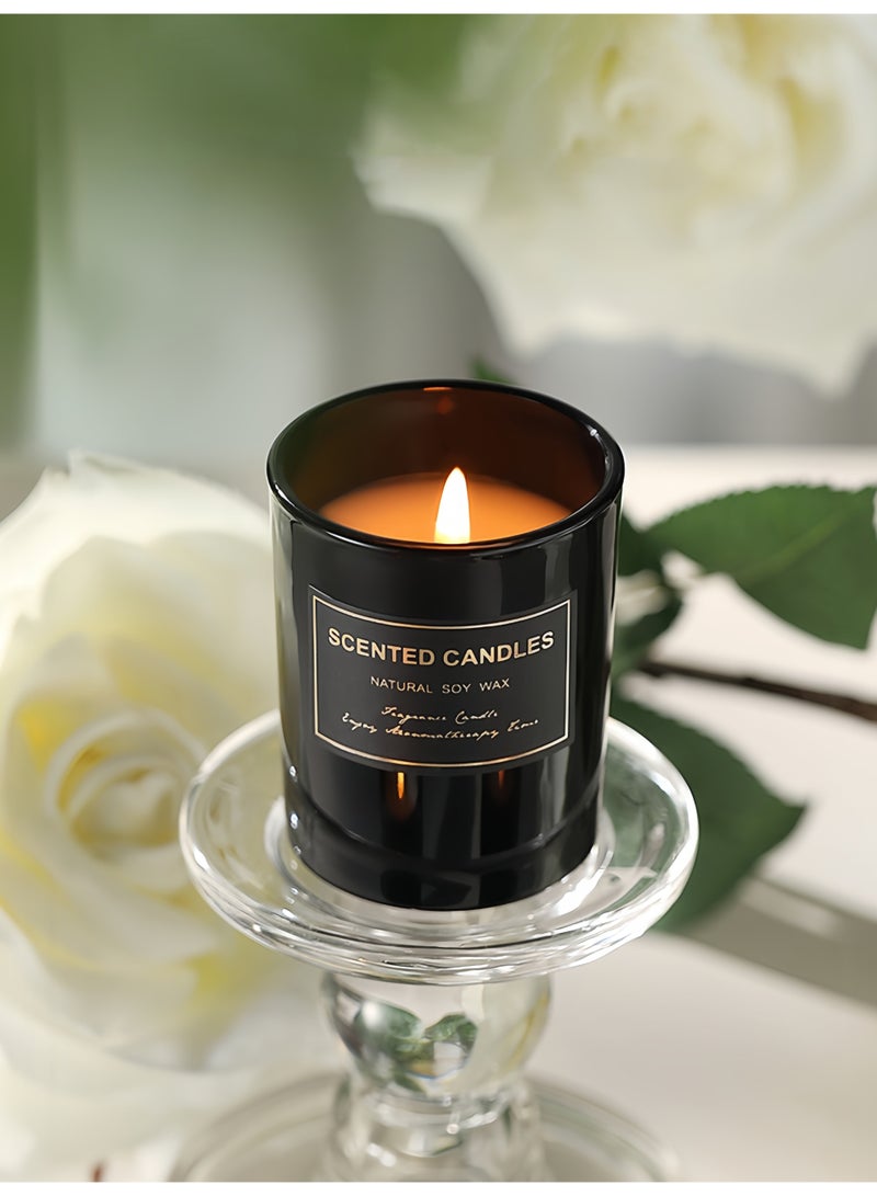 Scented Candle Gift Set, 3 Pcs Natural Soy Wax Candles with Tobacco Leather, Darjeeling Tea, Black Cedar & Juniper Scents, Luxury Home Fragrance Decor for Gifting, Birthday, Holiday - Image 5