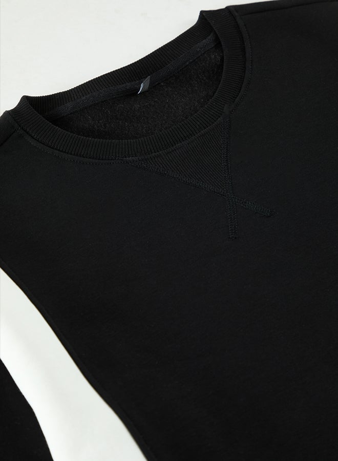 trendyol Black-Ecru Oversize/Wide Cut Color Block Thick T-shirt with Inside Raised Hem TMNAW25TS00015 - Image 2