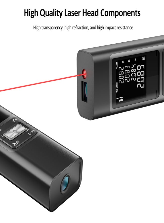 S80 Distance Meter 80M Handheld Rangefinder ±2mm High Precision Digital Mini Distance Measuring Meter Indoor Rechargeable Electronic Space Measurement Device for Length Area Volume with - Image 4