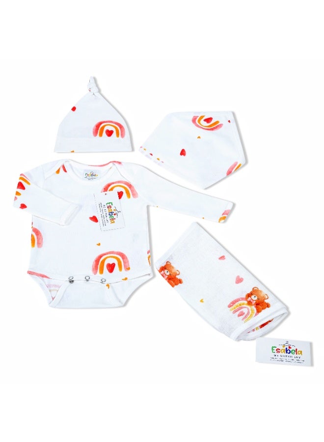 Esabela Baby Girl Sleepsuit & Bodysuit Set Soft Cotton Baby Bodysuit Cozy, Breathable, and Gentle on Skin, Swaddle/Sleep Suit/Body Suit/Burp Cloth/Cap/Bib for New Born Infant Size Age 0+ Months - Image 1