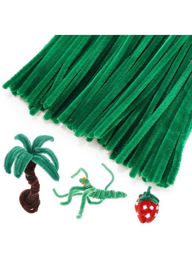 Caydo 200 Pieces Dark Green Pipe Cleaners Craft for Easter Decoration, Fluffy Chenille Stems Bulk for Kids Art Craft Projects, 12 Inch x 6 mm - Image 1