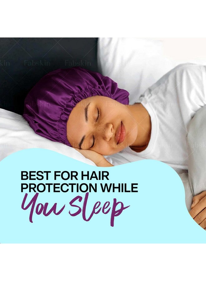 Fabskin FABSKIN Luxury Satin Silk Hair Hair Bonnet Cap for Sleeping with Satin Scrunchie | For Women & Girls | For Curly & All Hair Types (SKY BLUE)  - Image 2