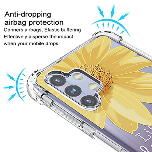 Osophter for Galaxy A32 5G Case Girls Women Flower Floral with Screen Protector Shock-Absorption Flexible TPU Rubber Phone Cover for Samsung Galaxy A32 5G(Big Sun Flower) - Image 5