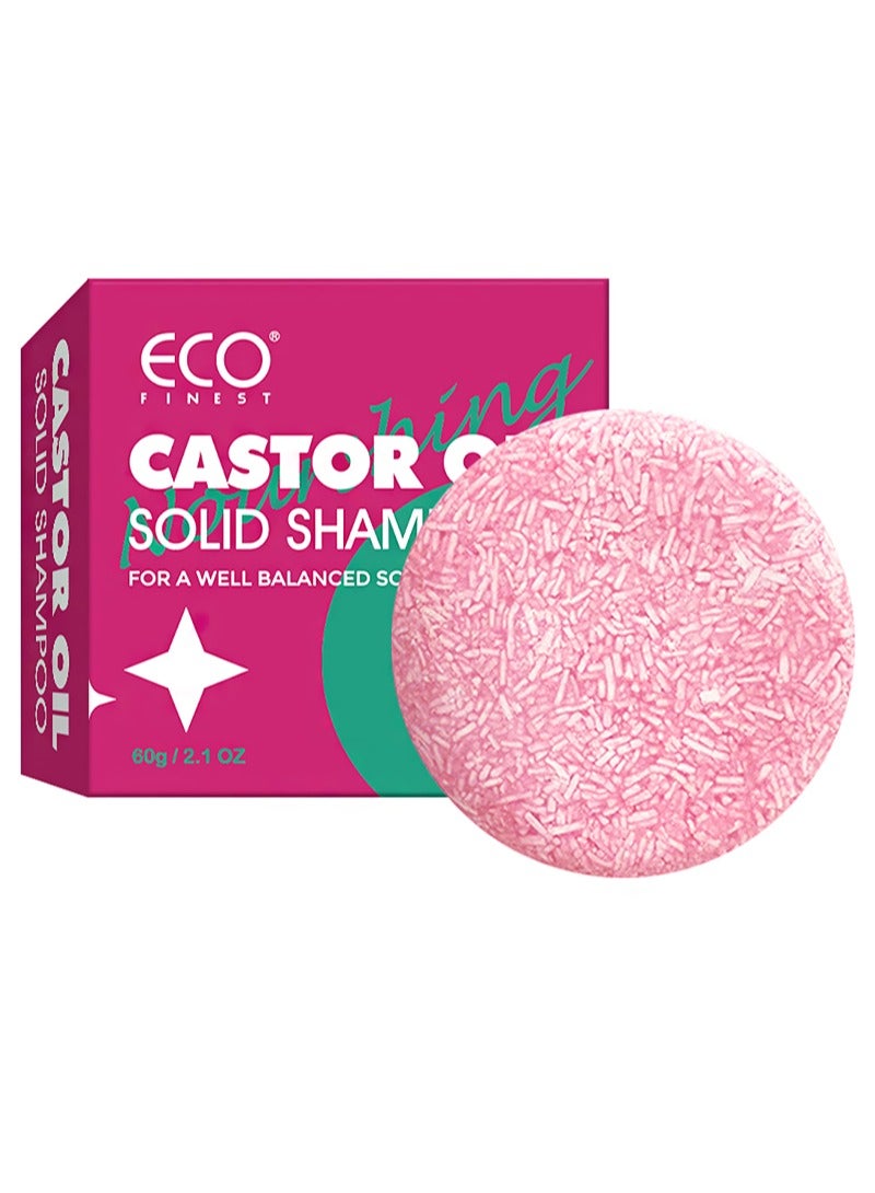 ECO finest Castor Oil Solid Shampoo，Promotes Hair Growth And Scalp Health, Pure Plant-Based Hair Cleanser, Contains Pure Castor Oil, No Sulfates, Moisturizing And Nourishing, Suitable For All Hair Types（60g） - Image 1