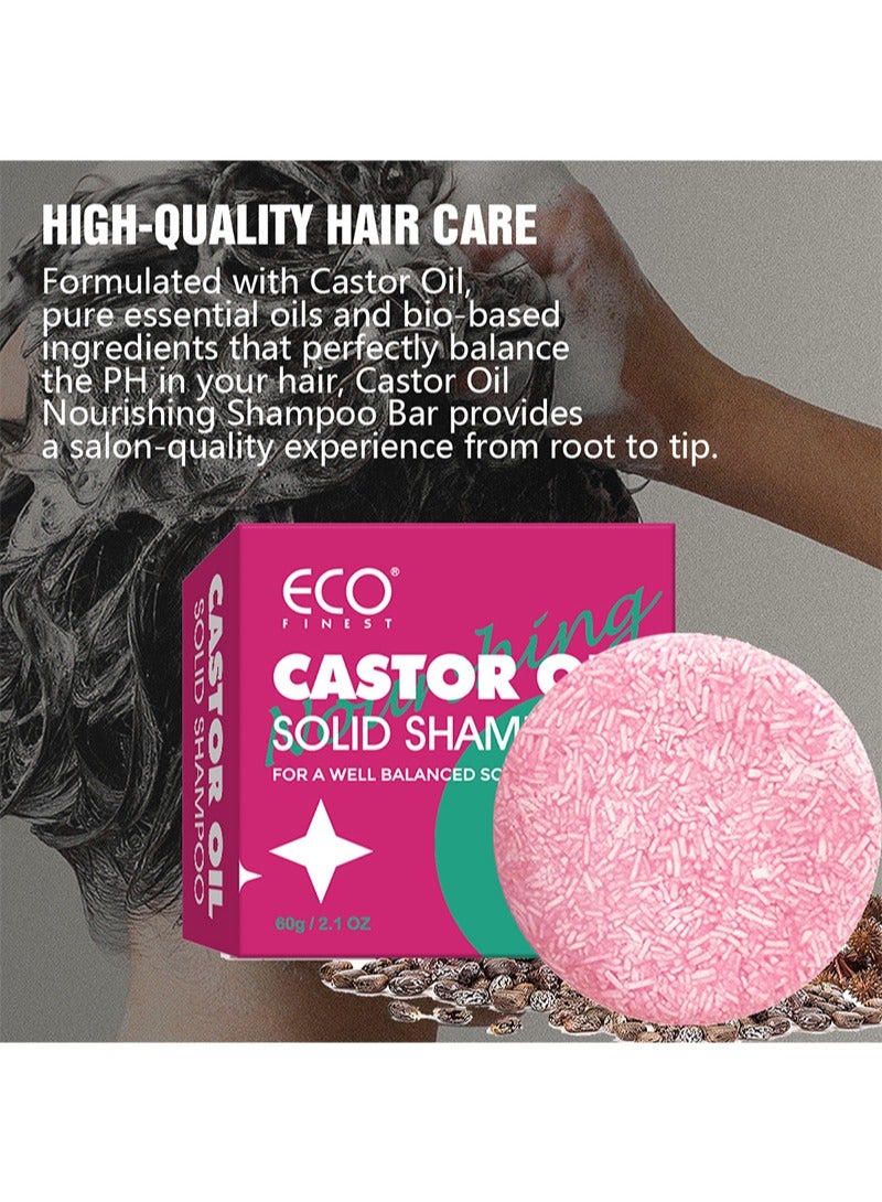 ECO finest Castor Oil Solid Shampoo，Promotes Hair Growth And Scalp Health, Pure Plant-Based Hair Cleanser, Contains Pure Castor Oil, No Sulfates, Moisturizing And Nourishing, Suitable For All Hair Types（60g） - Image 2